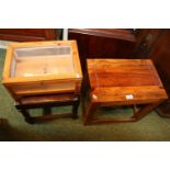 Edwardian upholstered stool, 20thC Hardwood stool and a Pine Cheese or meat safe