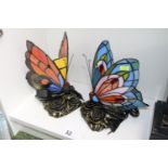 Pair of Butterfly design table lights on rose bases