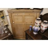 Large Stripped Pine Panelled corner cabinet