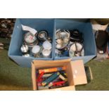 2 Boxes of assorted ceramics and bygones and a box of Lima etc