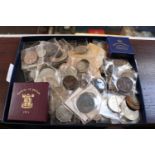 Tray of assorted 18thC and later British Coinage inc. Cartwheel Penny, Silver Crowns etc