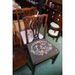 2 19thC Mahogany Dining chairs with upholstered drop in seats