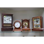 Collection of assorted 19thC and later wooden cased travelling and mantel clocks