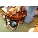 Edwardian Mahogany Inlaid D end table on tapering legs