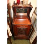 Late 19thC Coal Purdonium with carved panelled front and mirror back