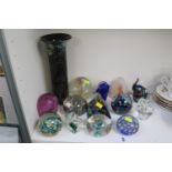 Collection of Art Glass Paperweights inc. Webb, Wedgwood & Mdina and a Handmade Guernsey Island