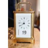 Brass Angelus Carriage clock with Roman numeral dial