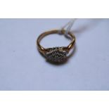 9ct Gold Diamond Cluster ring 2.7g total weight Size P