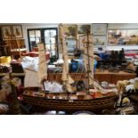 Large Hand made scratch built model of a Galleon on stand