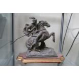 19thC French Spelter figure depicting Charlemagne (Charles the Great) on horse back by Francoise