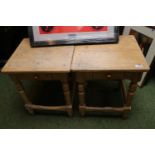 Pair of Stripped Pine side tables with single drawers