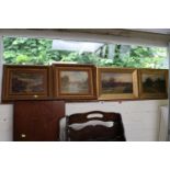 2 Pairs of 19thC Gilt framed Oil on Canvas Landscape pictures