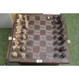 Alice in Wonderland Chess set on board and a Oak lidded box