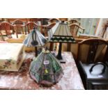 2 Tiffany Style leaded table lamps and a Tiffany style Lamp shade