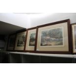 Set of 4 Oak Framed Fox Hunting Prints after a Painting by Wolstonholmes engraved by Reeve