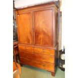 Georgian Mahogany Linen press with chest base over bracket feet