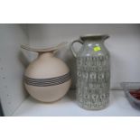 Italian Bitossi style impressed ewer and a Chiminazzo of Italy Studio pottery vase