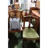 Pair of Edwardian chairs and a 19thC Oak framed Chair with upholstered seat