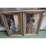 2 Large gilt Gesso framed Oil on canvas pictures