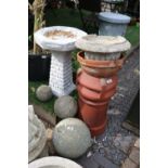 Edwardian Chimney pot, Bird bath and pots