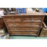 Oak Chest of 2 over 3 drawers with metal drop handles