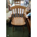 beech Elbow chair with slatted back