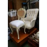 Button back upholstered chair and a bedroom chair