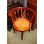 20thC Tub backed chair with Cane seat