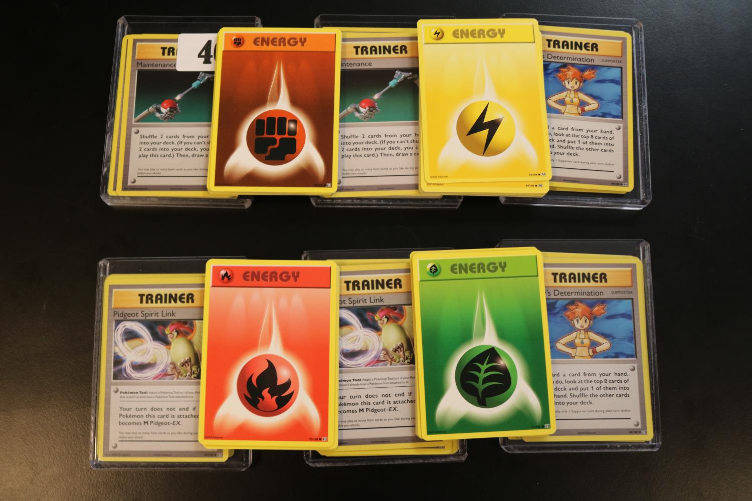 Quantity of Pokémon playing cards to include Energy, Trainer Pidgeort Spirit Link, Trainer