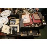 2 Boxes of 19thC and later Silver plated Flatware some boxed