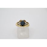 Ladies 18ct Gold Sapphire & Diamond set ring Size M 5g total weight