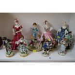 Collection of assorted Ceramics figurines to include Worcester, Doulton and Sitzendorf