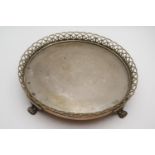 Guia Lisboa Portuguese Silver circular Salver with pierced edge and paw feet 320g total weight
