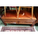 Indonesian Hardwood Coffee table with Carved Dragon design drawers