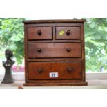 Table top collectors chest of drawers of 2 over