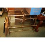 Retro Brass Coffee table with matching side tables and glass tops