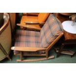 Mid Century Teak rocking chair with upholstered seat and back by Scandart Limited of High Wycombe