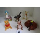 Beswick Fox, Jemima Puddle duck, 3 Beswick Walt Disney figures and a Beswick Bird