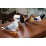 Margaret Frere-Smith Suffolk Artist set of 4 Hand painted paper Mache & sculptural wire birds to