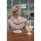 Sculptured Art Studio of England Bust depicting Apollo and a smaller figure of Apollo