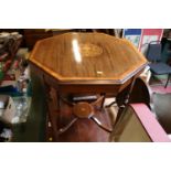 Edwardian Inlaid Octagonal table with under tier