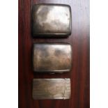 2 20thC Silver Cigarette boxes and a Silver curved card case 215g total weight