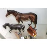 Beswick Cantering Horse, Beswick Springtime figure and a Large Beswick Chestnut Horse