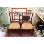 Set of 4 Oak Rush seated Country Chairs on tapering legs
