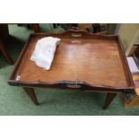 19thC Mahogany Brass bound Butlers tray on tapering legs