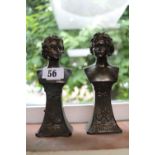 Pair of Cast Bronze Busts of Beethoven and Mozart