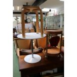 Alvaro Alto Stool, A Bellamine side table and a Mid Century Trolley with under tier