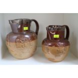 2 Silver topped Doulton Lambeth Harvest Jugs