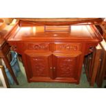 20thC Chinese Hardwood 2 door cabinet with 2 drawers and curved top