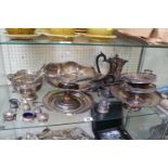 Collection of 19thC and later Silver plated tableware inc. Tazzas, bowls and a Silver salt of turret